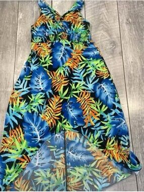 Candy Couture womens v neck jungle print maxi dress medium